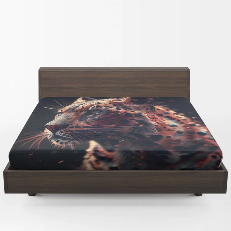 Futuristic Leopard Illustration Fitted Sheet 1