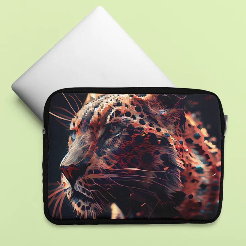 Futuristic Leopard Illustration Laptop Sleeve