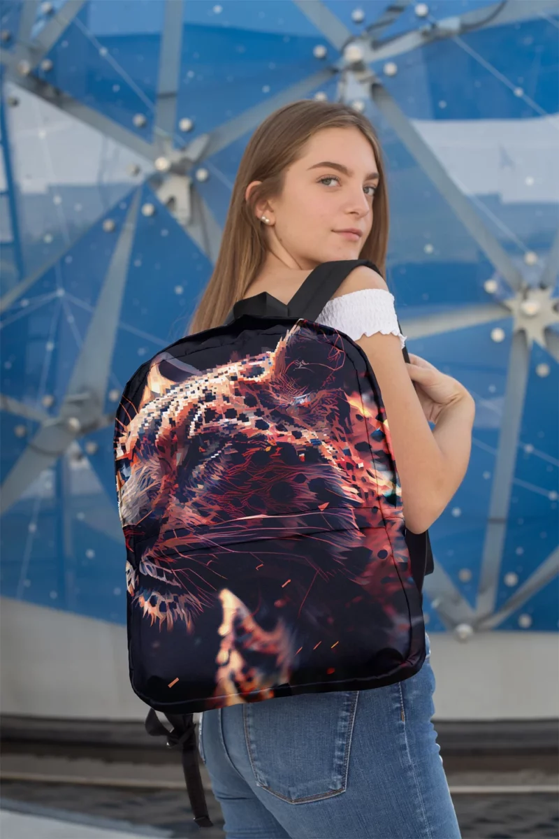 Futuristic Leopard Illustration Minimalist Backpack 2