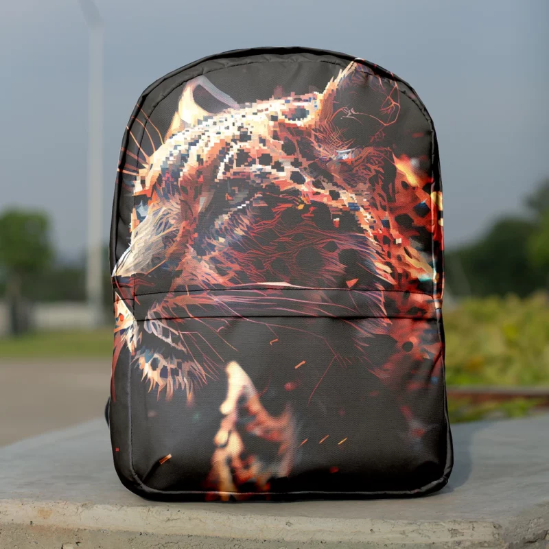 Futuristic Leopard Illustration Minimalist Backpack