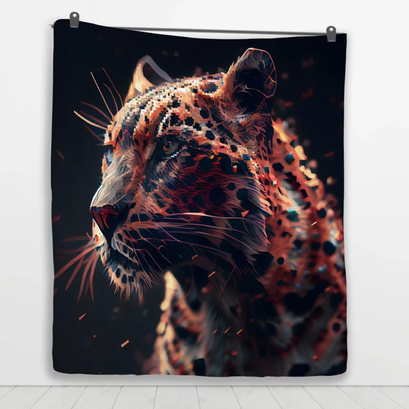 Futuristic Leopard Illustration Quilt Blanket 1