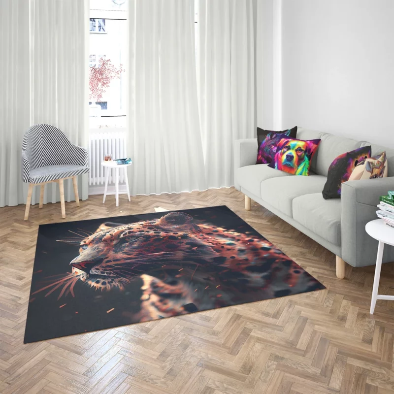 Futuristic Leopard Illustration Rug 2