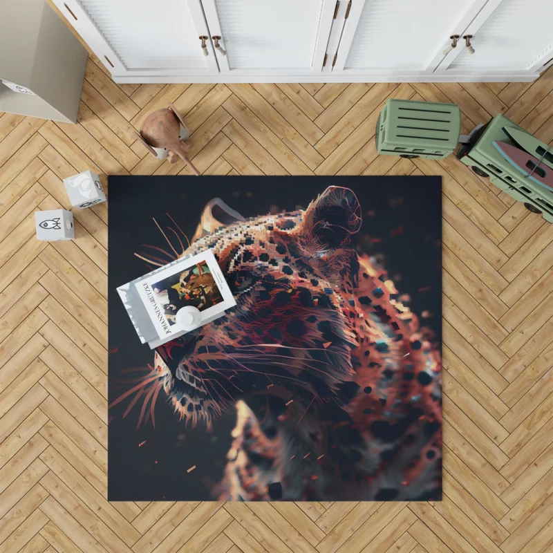 Futuristic Leopard Illustration Rug