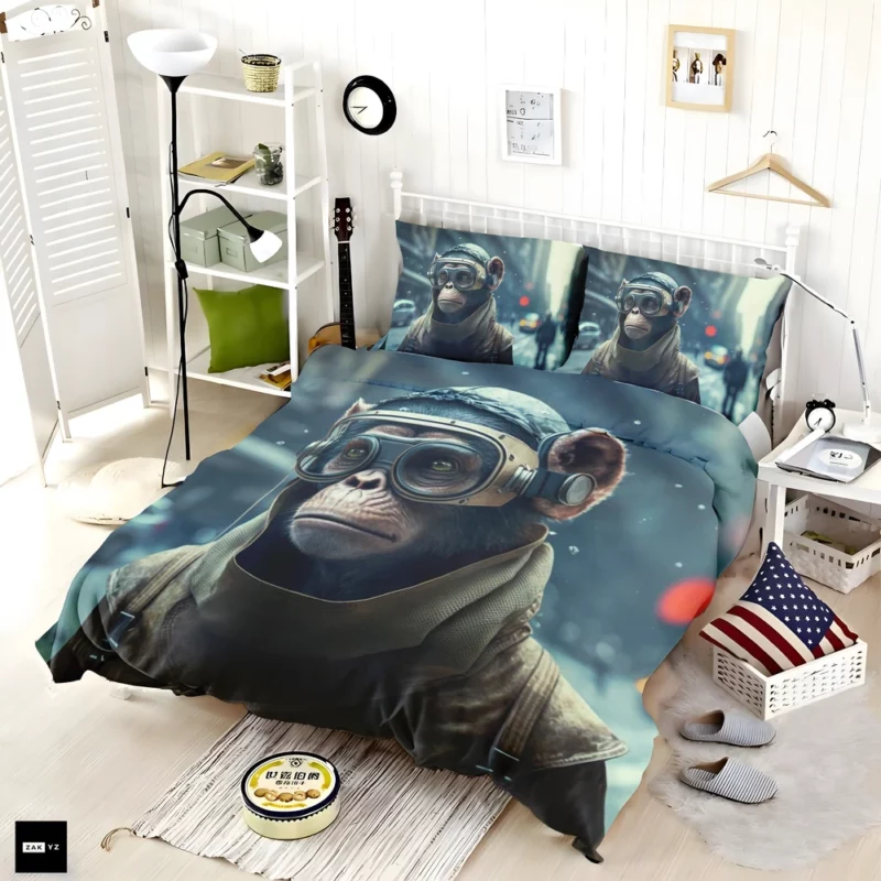 Futuristic Monkey in VR Bedding Set