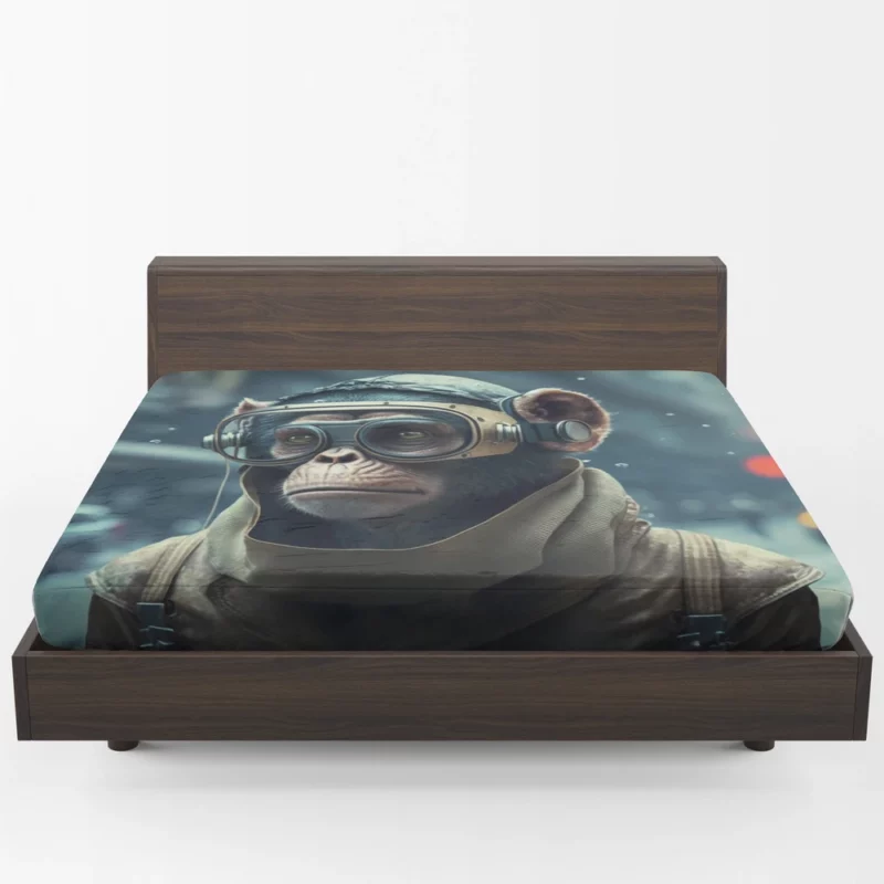 Futuristic Monkey in VR Fitted Sheet 1