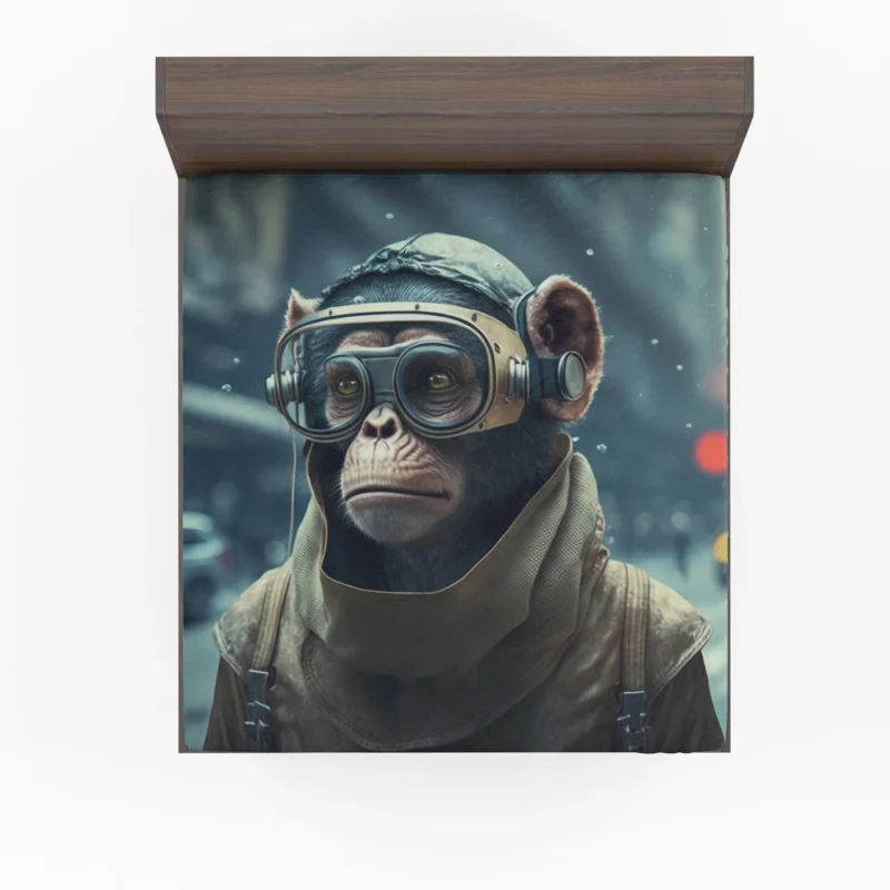 Futuristic Monkey in VR Fitted Sheet