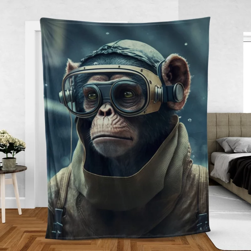 Futuristic Monkey in VR Fleece Blanket
