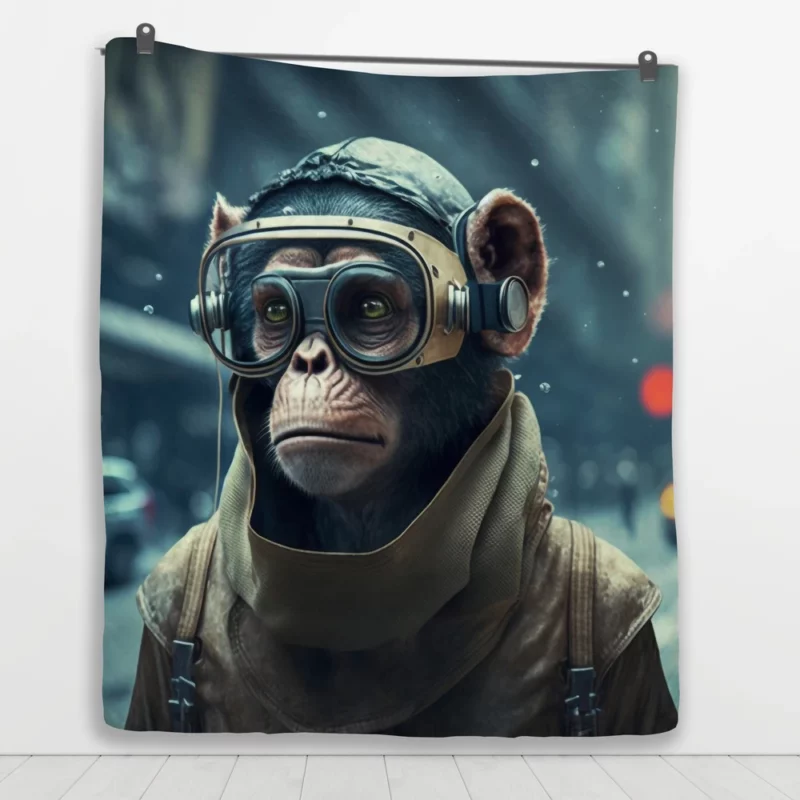 Futuristic Monkey in VR Quilt Blanket 1