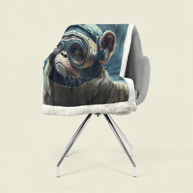 Futuristic Monkey in VR Sherpa Fleece Blanket 1