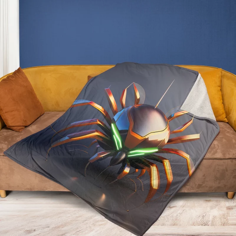 Futuristic Spider Artwork Fleece Blanket 1