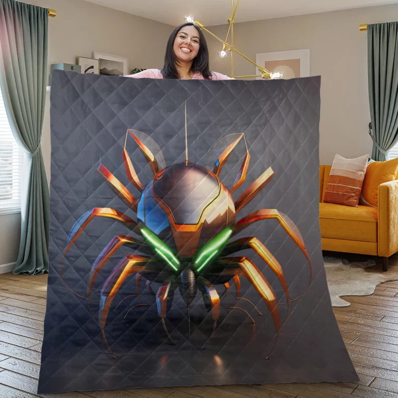 Futuristic Spider Artwork Quilt Blanket