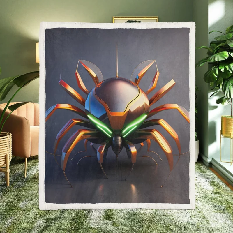 Futuristic Spider Artwork Sherpa Fleece Blanket