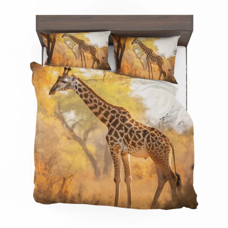 Giraffe Among Falling Leaves Bedding Set 2