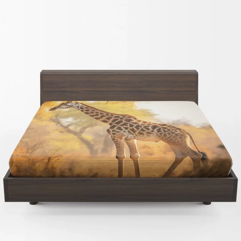 Giraffe Among Falling Leaves Fitted Sheet 1