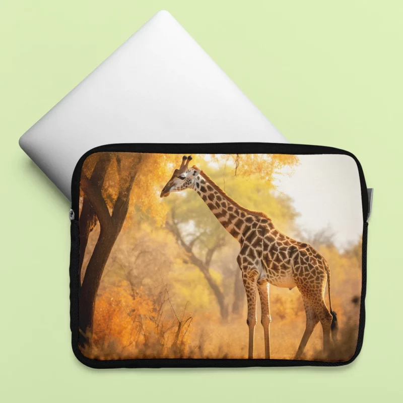 Giraffe Among Falling Leaves Laptop Sleeve