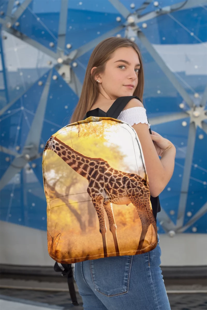 Giraffe Among Falling Leaves Minimalist Backpack 2