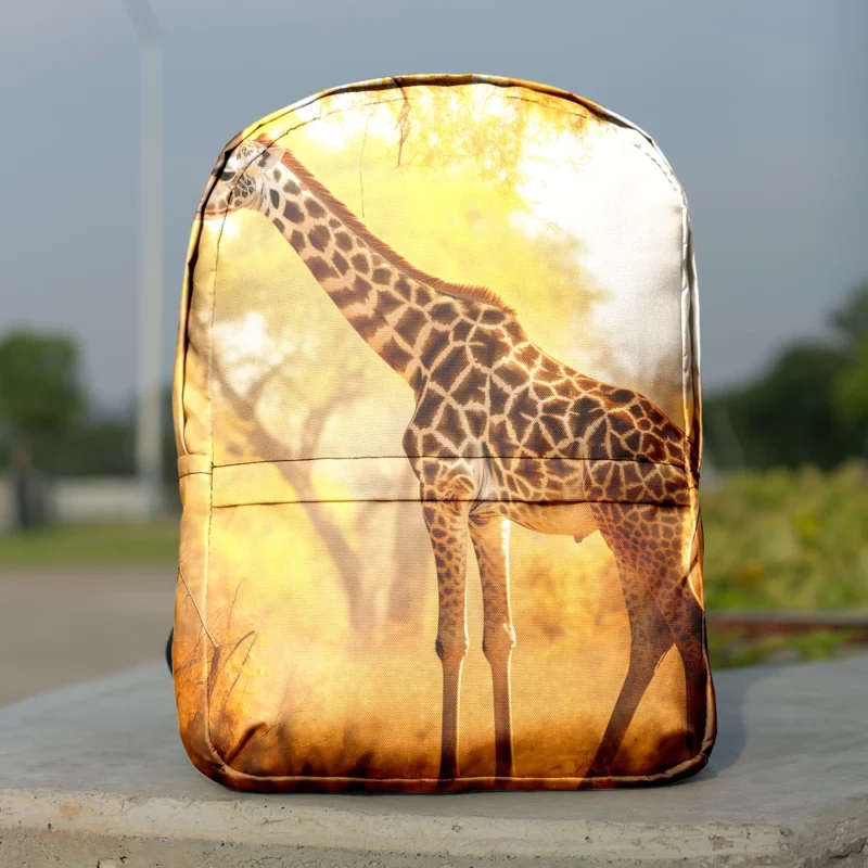 Giraffe Among Falling Leaves Minimalist Backpack