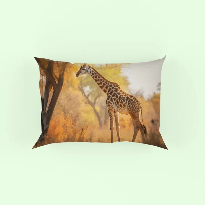 Giraffe Among Falling Leaves Pillow Case