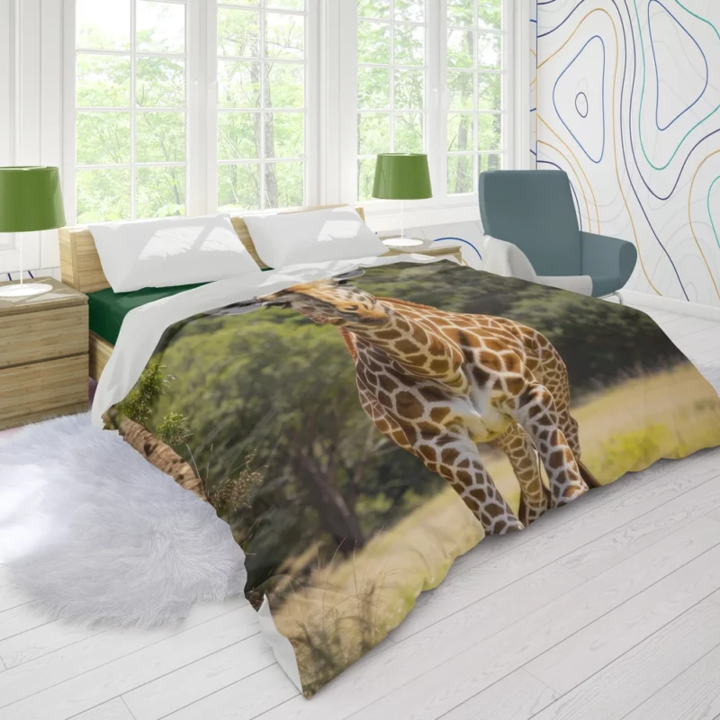 Giraffe Close-Up in Nature Duvet Cover