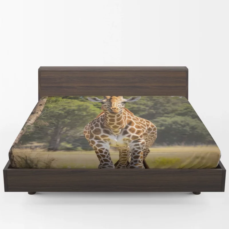 Giraffe Close-Up in Nature Fitted Sheet 1