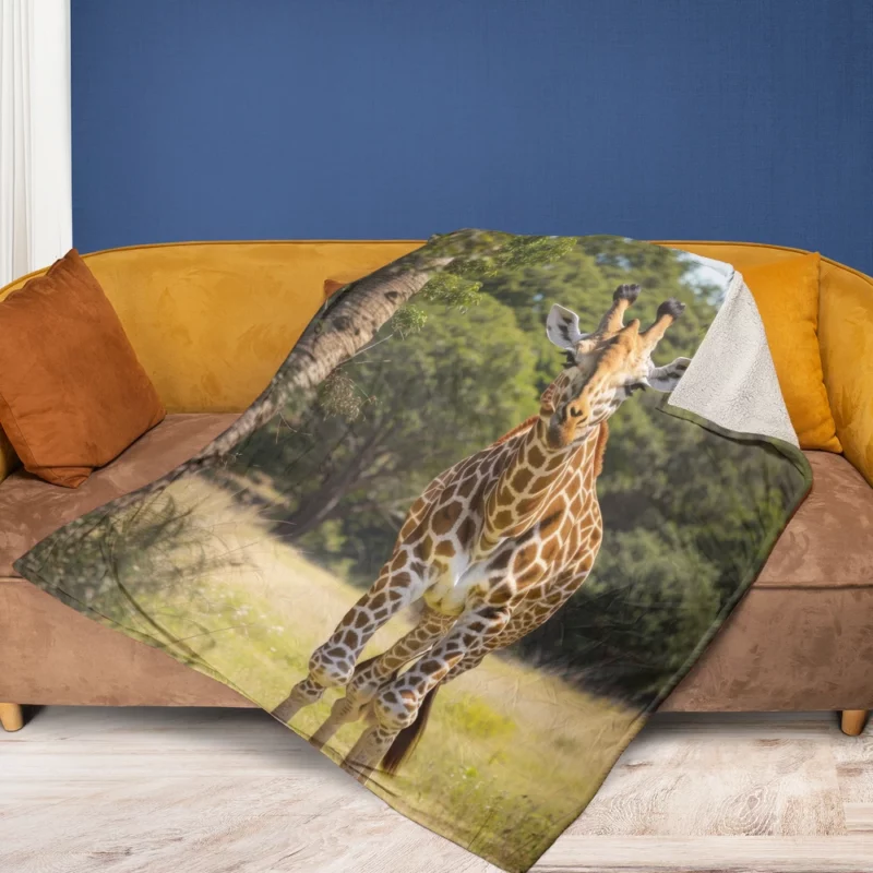 Giraffe Close-Up in Nature Fleece Blanket 1