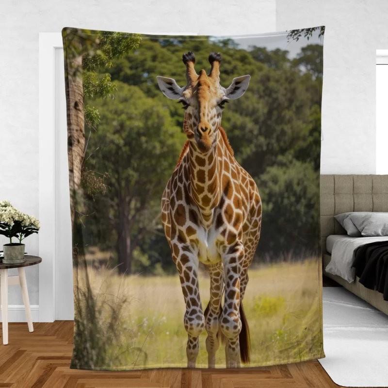 Giraffe Close-Up in Nature Fleece Blanket