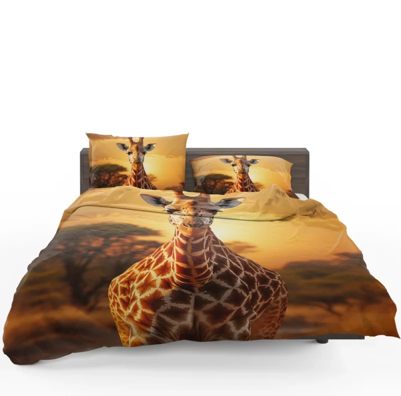 Giraffe Forages in Africs Bedding Set 1