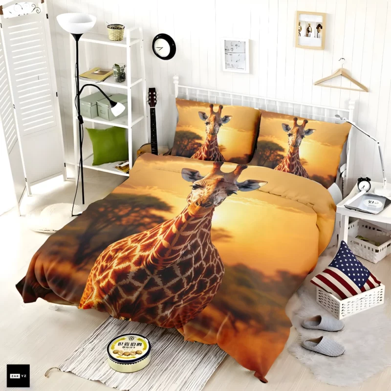 Giraffe Forages in Africs Bedding Set