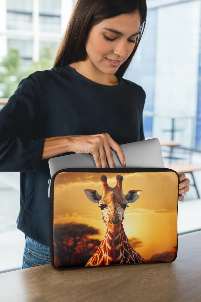 Giraffe Forages in Africs Laptop Sleeve 1