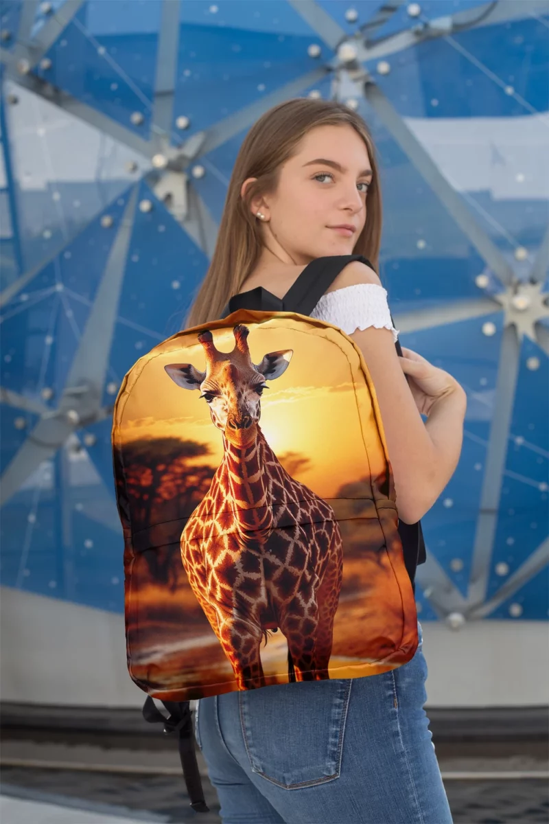 Giraffe Forages in Africs Minimalist Backpack 2