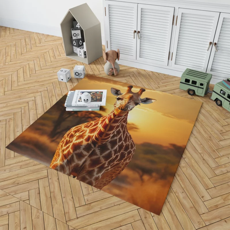 Giraffe Forages in Africs Rug 1