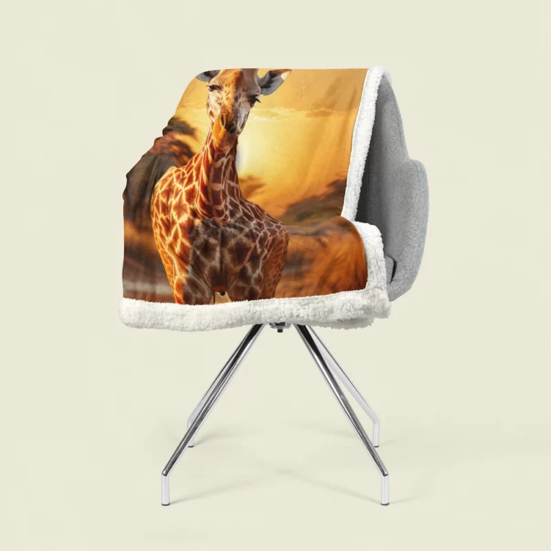 Giraffe Forages in Africs Sherpa Fleece Blanket 1