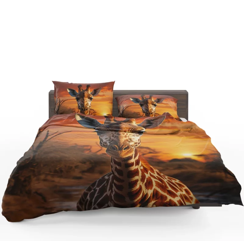 Giraffe Foraging in Africa Bedding Set 1