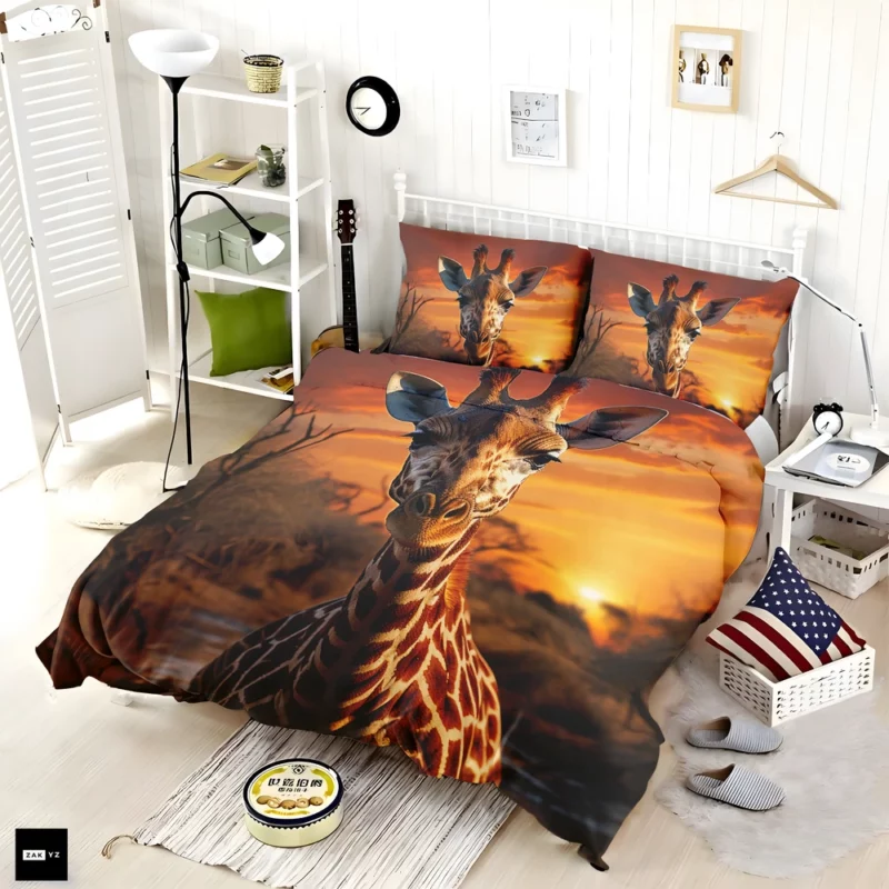 Giraffe Foraging in Africa Bedding Set