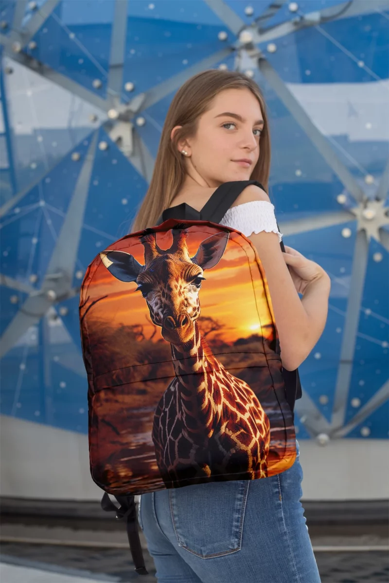 Giraffe Foraging in Africa Minimalist Backpack 2