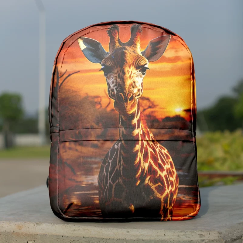 Giraffe Foraging in Africa Minimalist Backpack