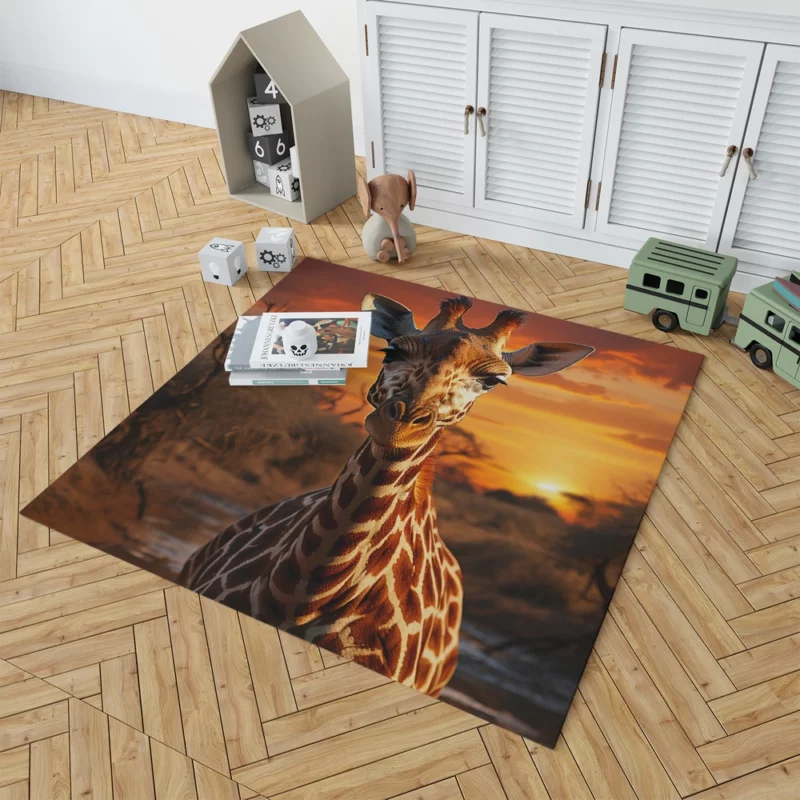 Giraffe Foraging in Africa Rug 1