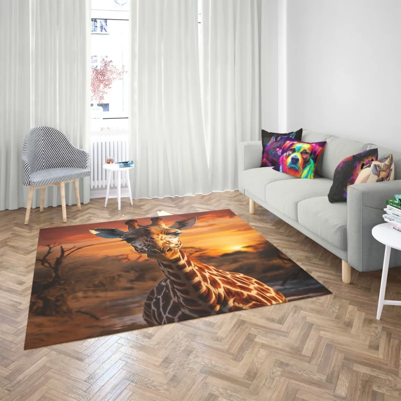 Giraffe Foraging in Africa Rug 2