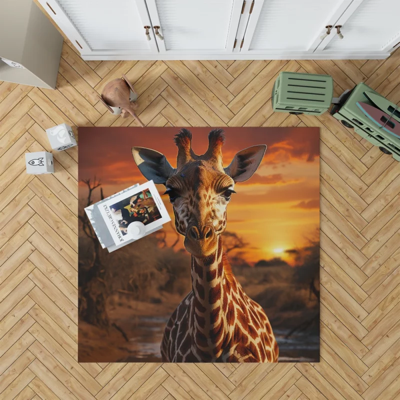 Giraffe Foraging in Africa Rug