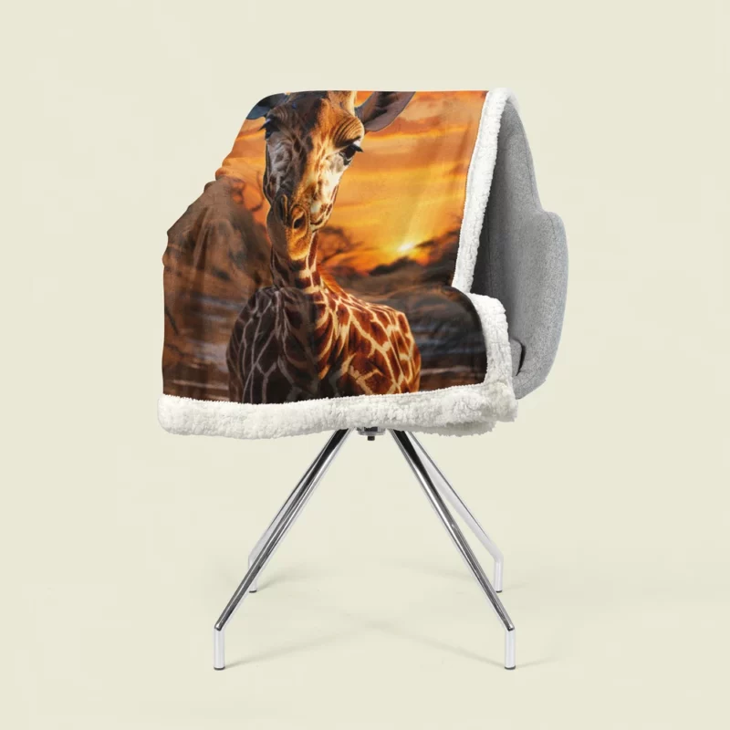 Giraffe Foraging in Africa Sherpa Fleece Blanket 1