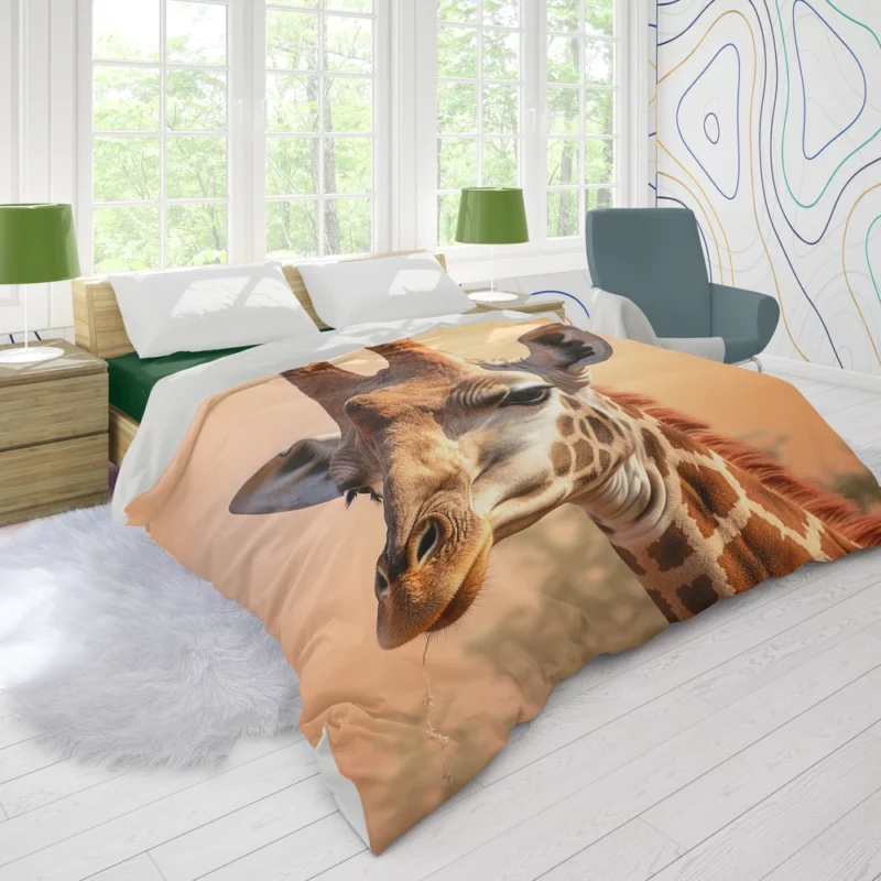 Giraffe Head Portrait Duvet Cover