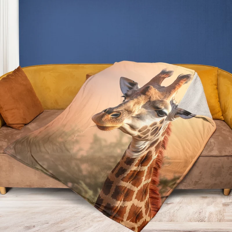 Giraffe Head Portrait Fleece Blanket 1