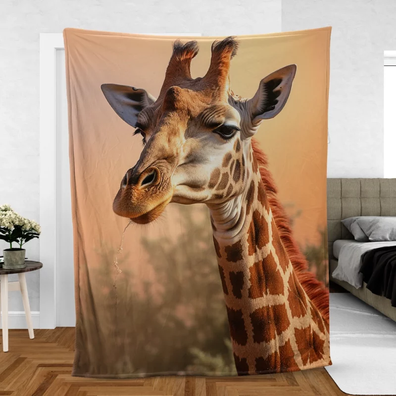 Giraffe Head Portrait Fleece Blanket