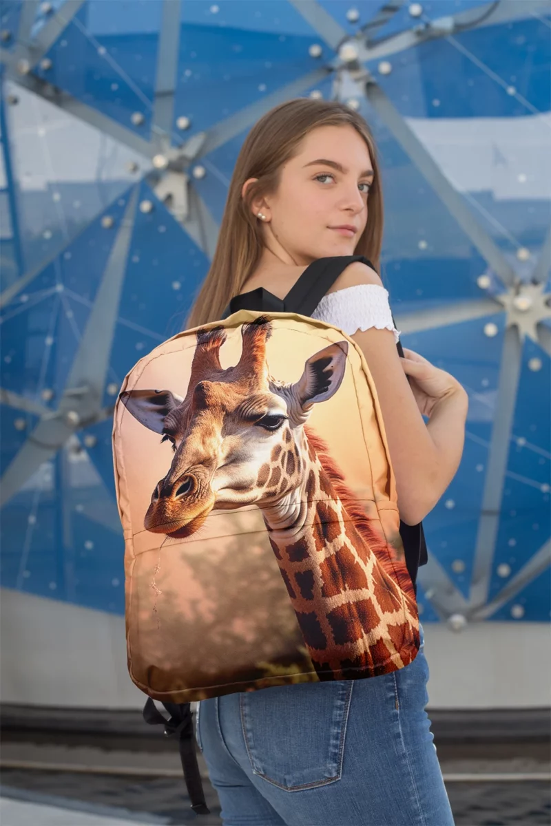 Giraffe Head Portrait Minimalist Backpack 2