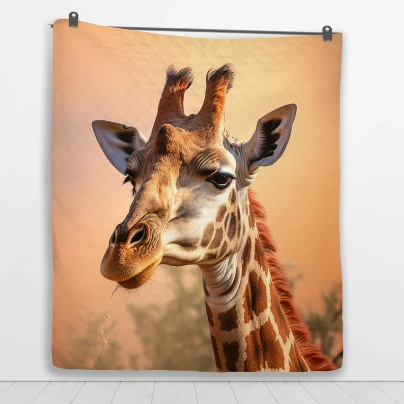 Giraffe Head Portrait Quilt Blanket 1