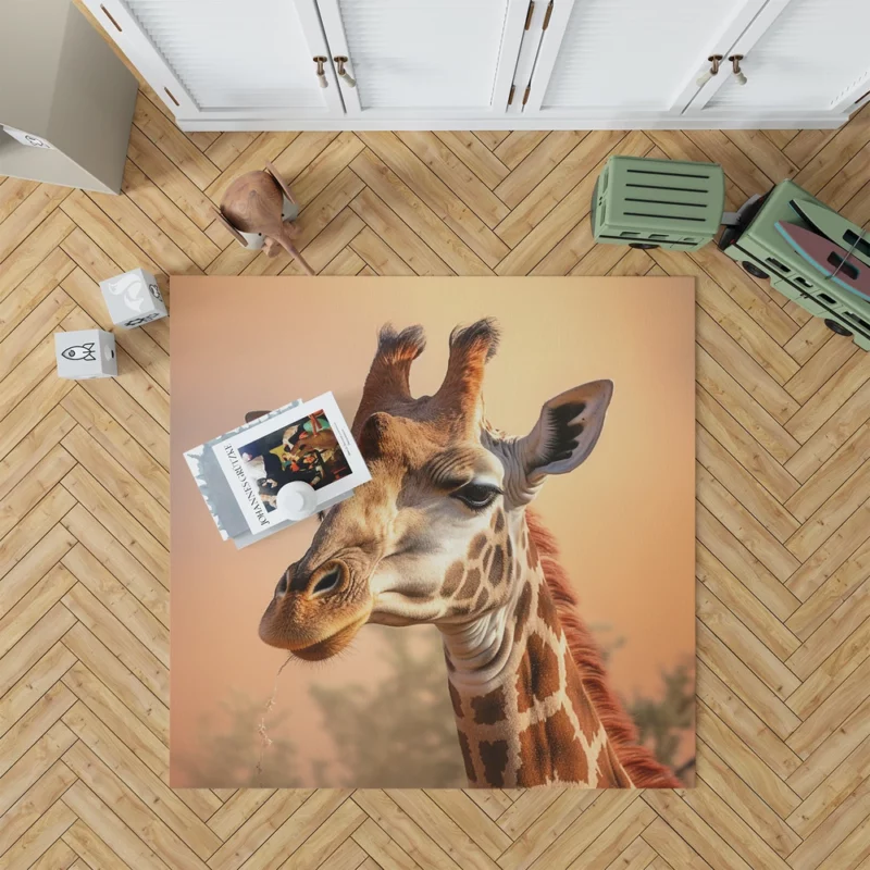 Giraffe Head Portrait Rug