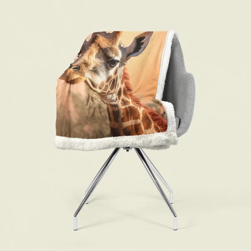 Giraffe Head Portrait Sherpa Fleece Blanket 1