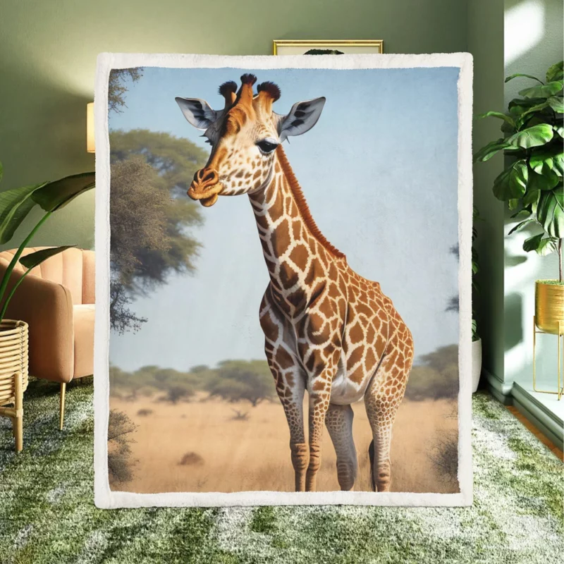 Giraffe Looking at the Camera Sherpa Fleece Blanket