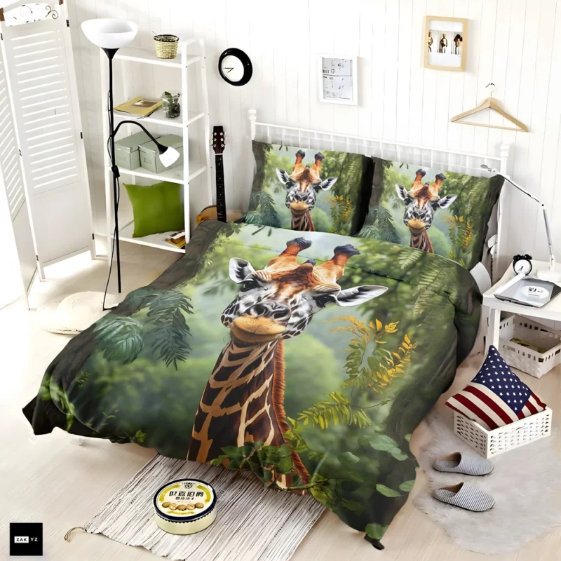 Giraffe Peering Through Trees Bedding Set