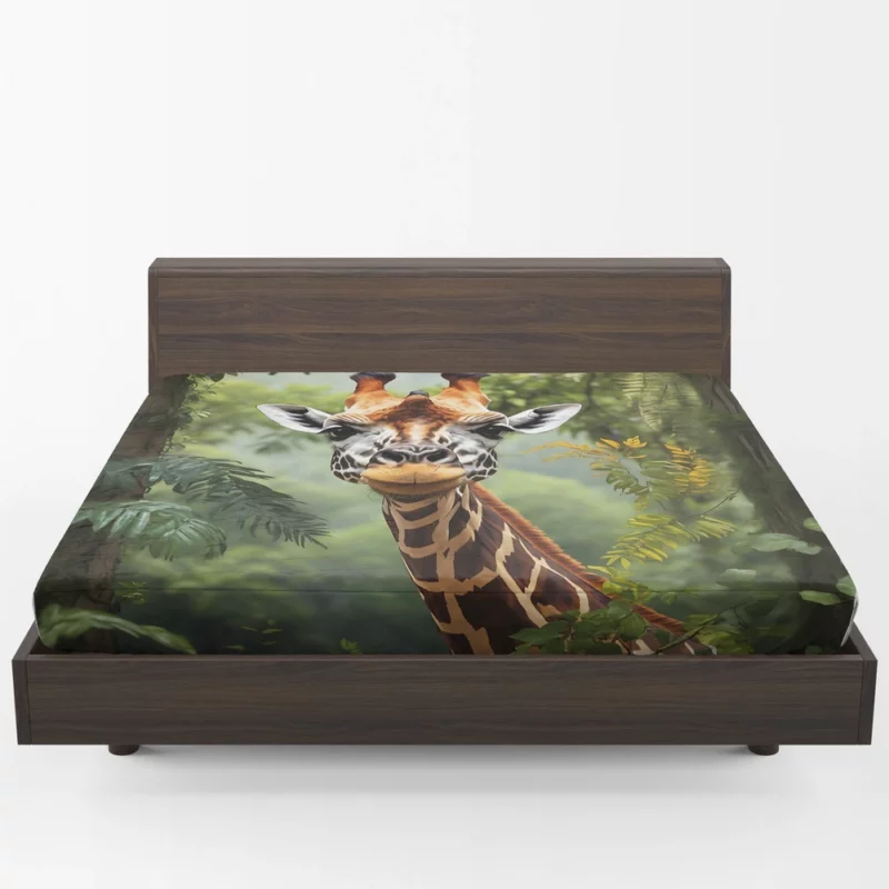 Giraffe Peering Through Trees Fitted Sheet 1